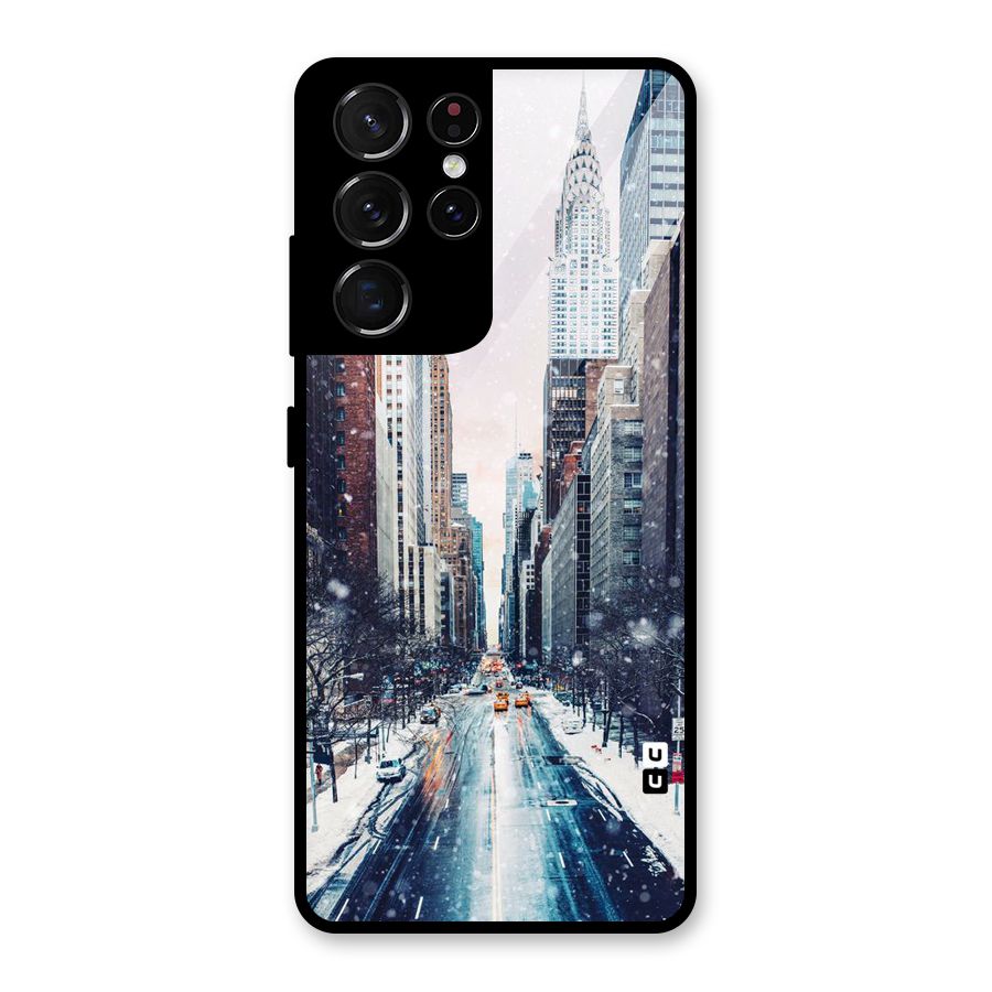 City Snow Glass Back Case for Galaxy S21 Ultra 5G