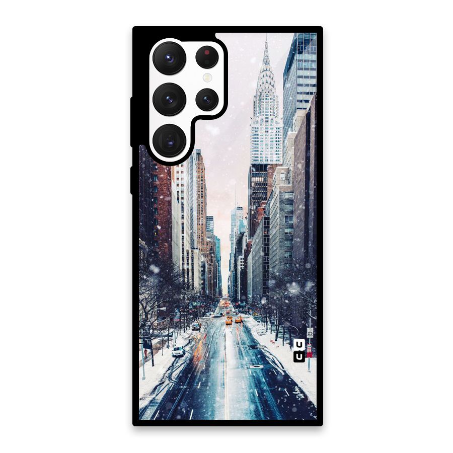 City Snow Glass Back Case for Galaxy S22 Ultra 5G
