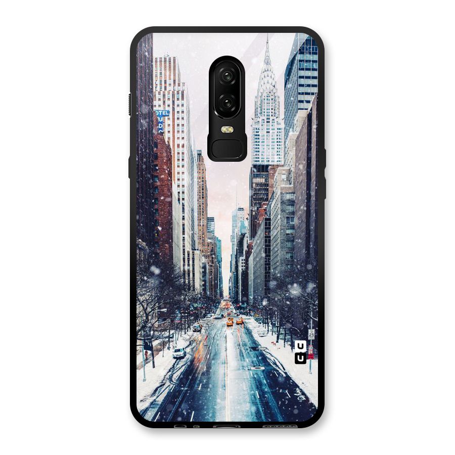 City Snow Glass Back Case for OnePlus 6