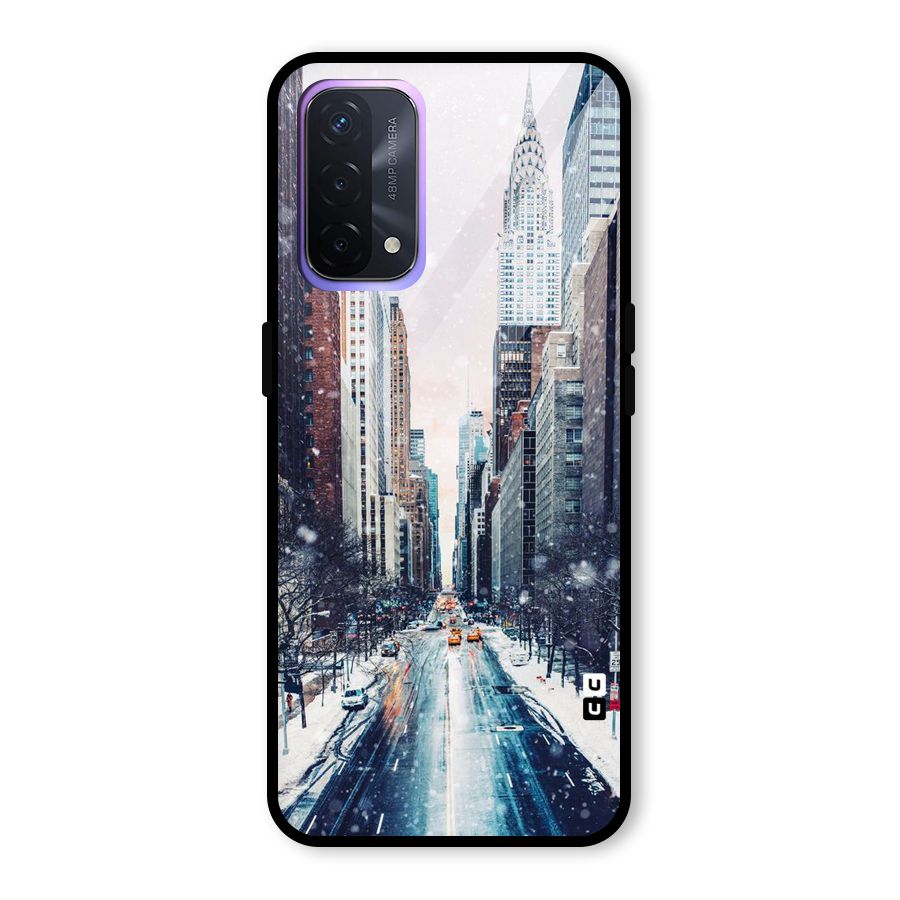 City Snow Glass Back Case for Oppo A74 5G