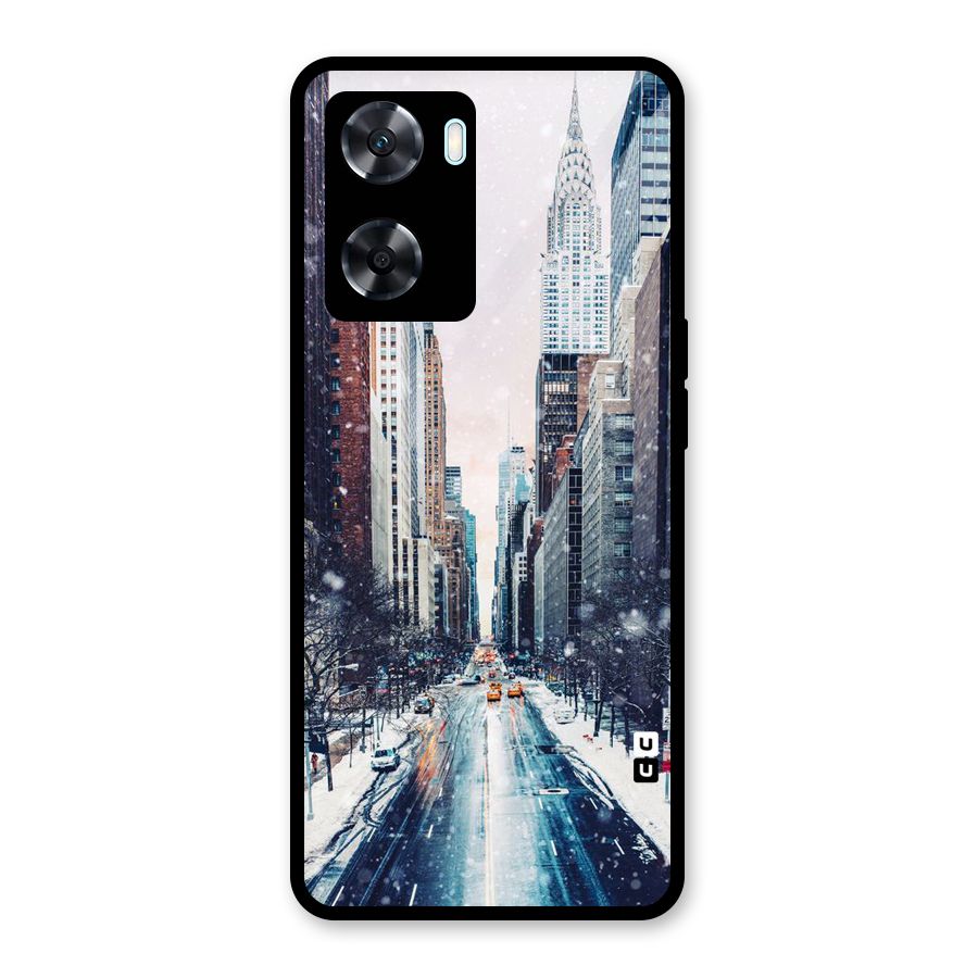 City Snow Glass Back Case for Oppo A77
