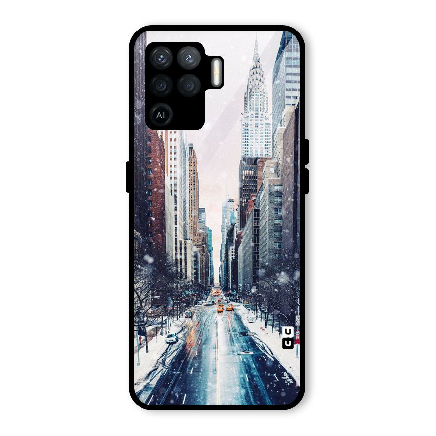 City Snow Glass Back Case for Oppo F19 Pro