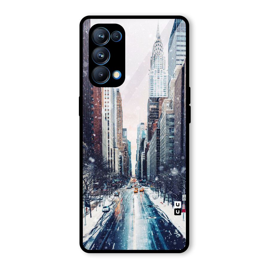 City Snow Glass Back Case for Oppo Reno5 Pro 5G