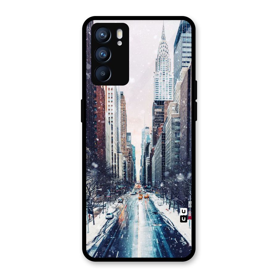 City Snow Glass Back Case for Oppo Reno6 5G