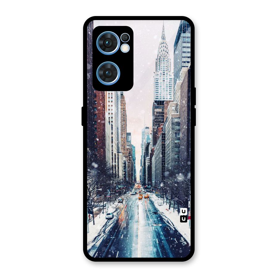 City Snow Glass Back Case for Oppo Reno7 5G