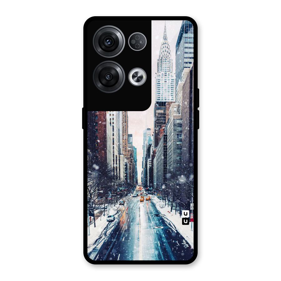 City Snow Glass Back Case for Oppo Reno8 Pro 5G