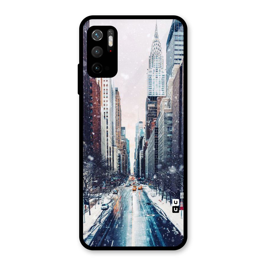 City Snow Glass Back Case for Poco M3 Pro 5G
