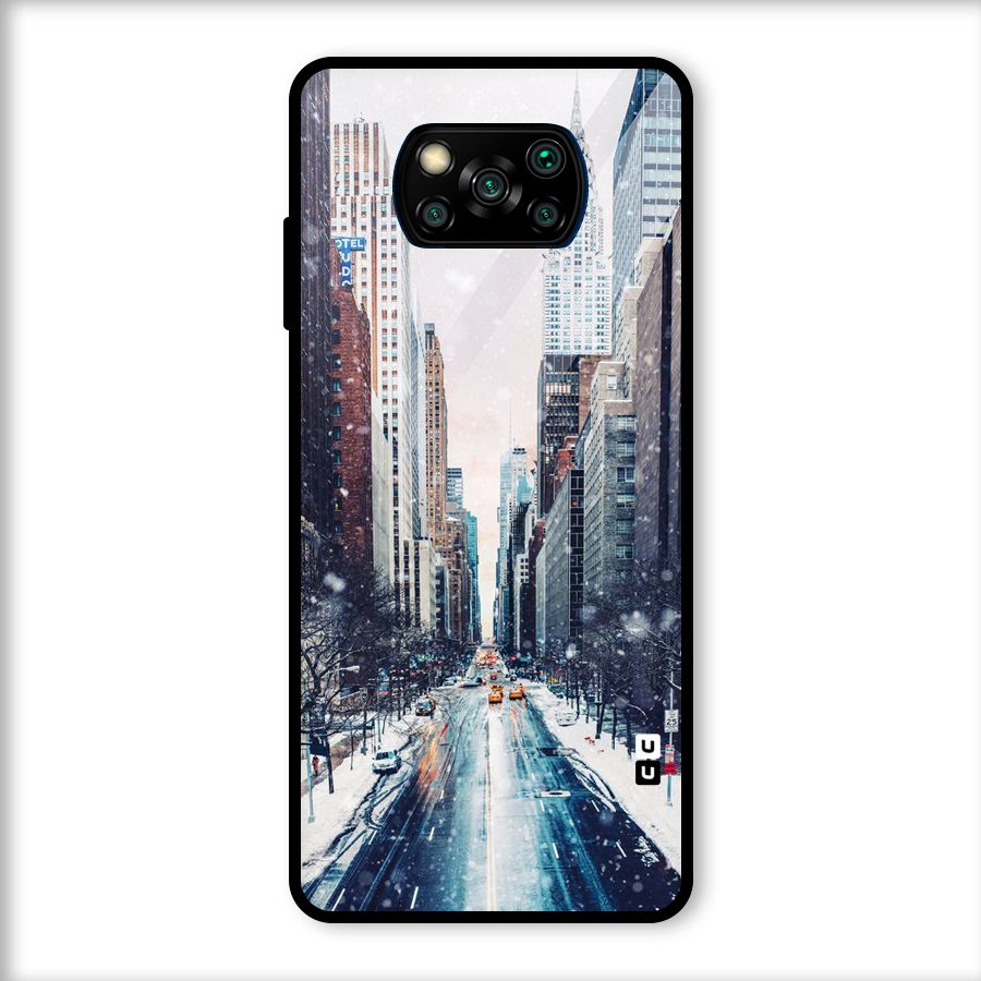 City Snow Glass Back Case for Poco X3