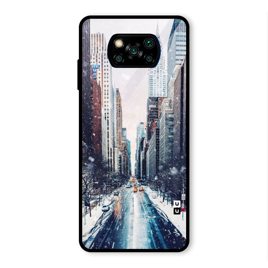 City Snow Glass Back Case for Poco X3 Pro