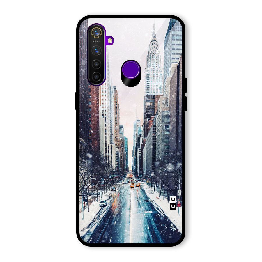 City Snow Glass Back Case for Realme 5 Pro