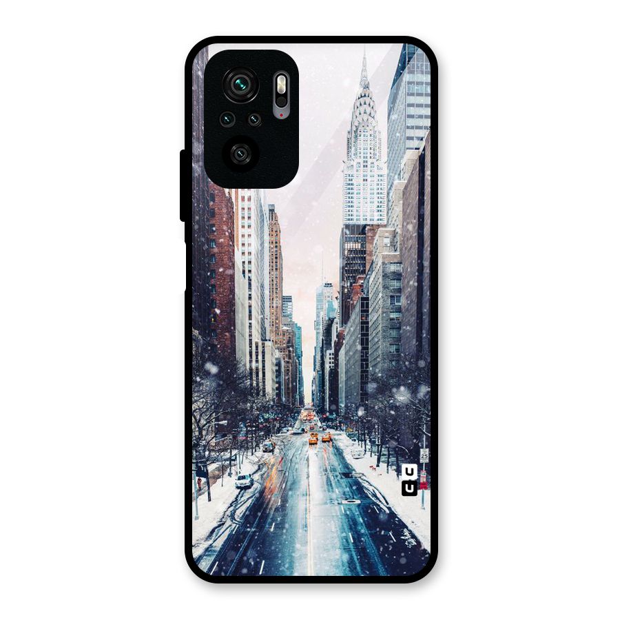City Snow Glass Back Case for Redmi Note 10S