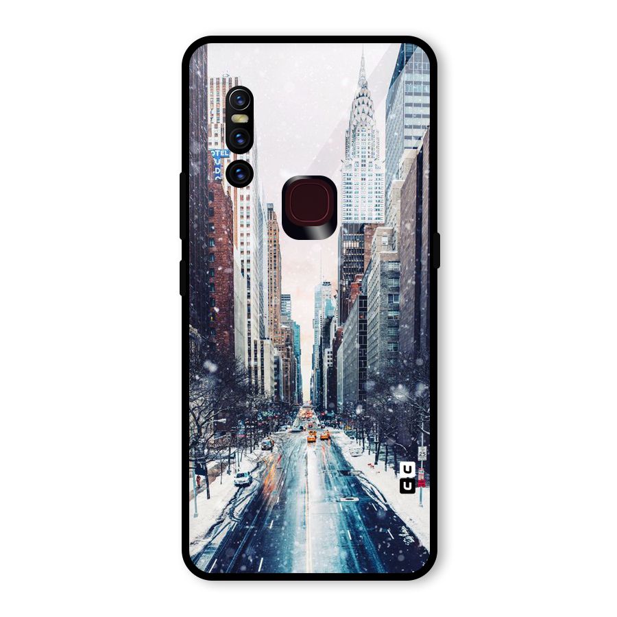City Snow Glass Back Case for Vivo V15