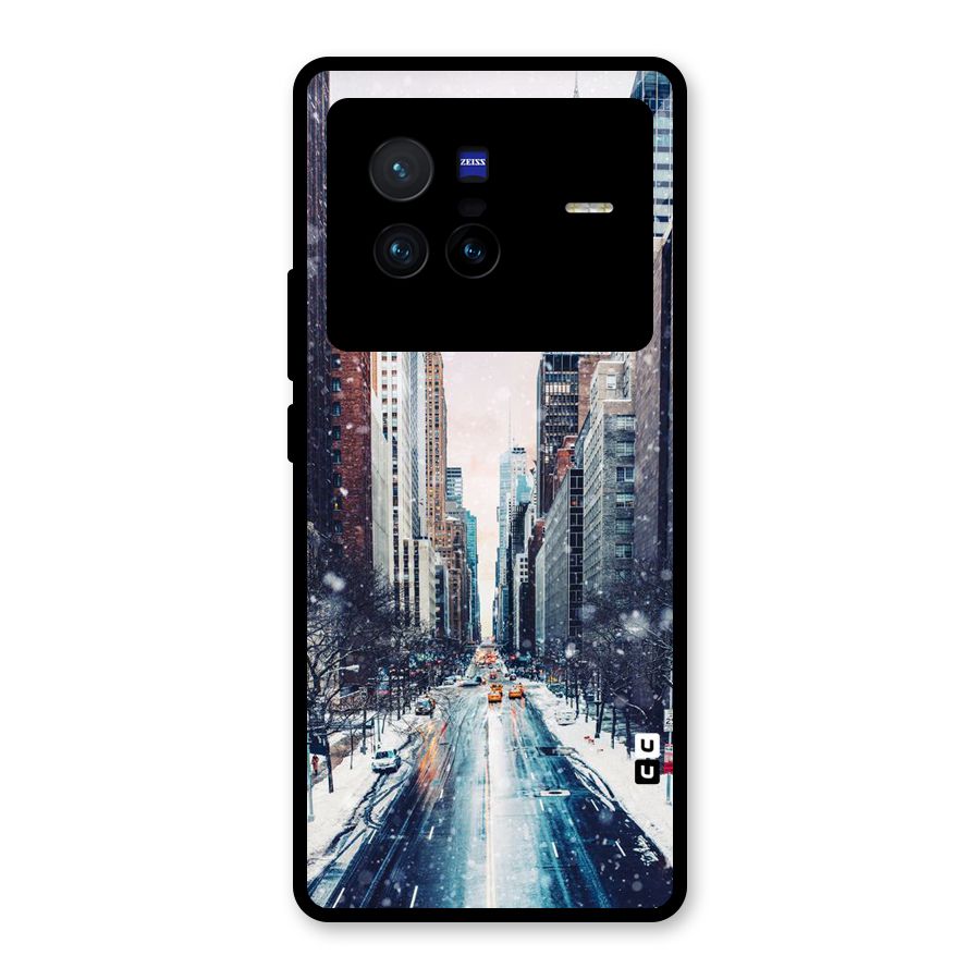 City Snow Glass Back Case for Vivo X80