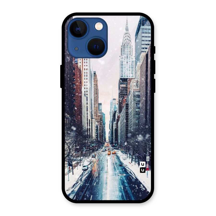 City Snow Glass Back Case for iPhone 13 Mini