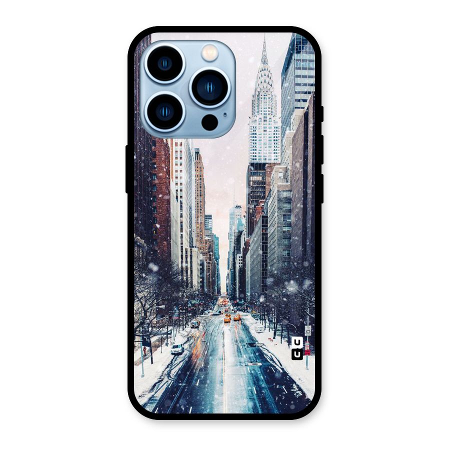 City Snow Glass Back Case for iPhone 13 Pro