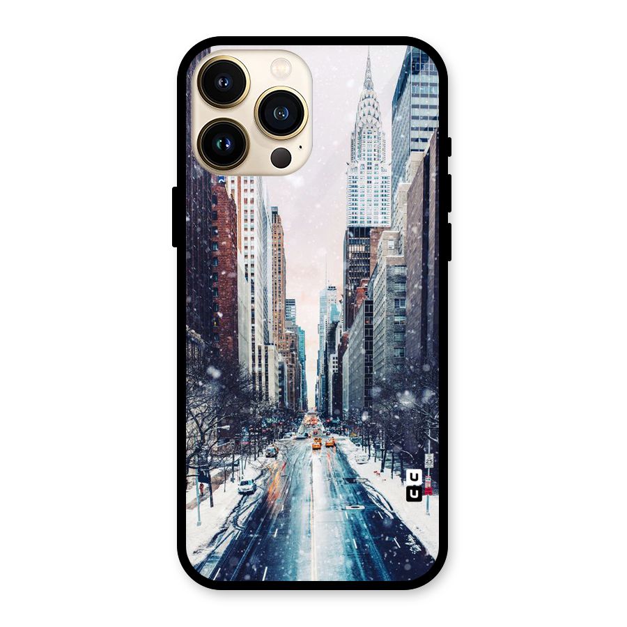 City Snow Glass Back Case for iPhone 13 Pro Max