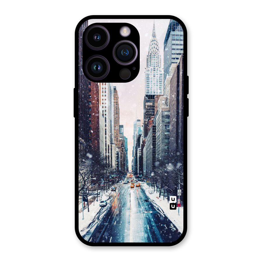 City Snow Glass Back Case for iPhone 14 Pro