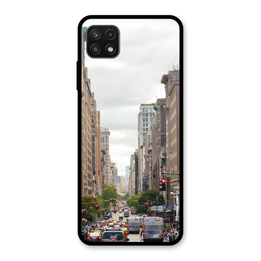 City Street View Glass Back Case for Galaxy A22 5G