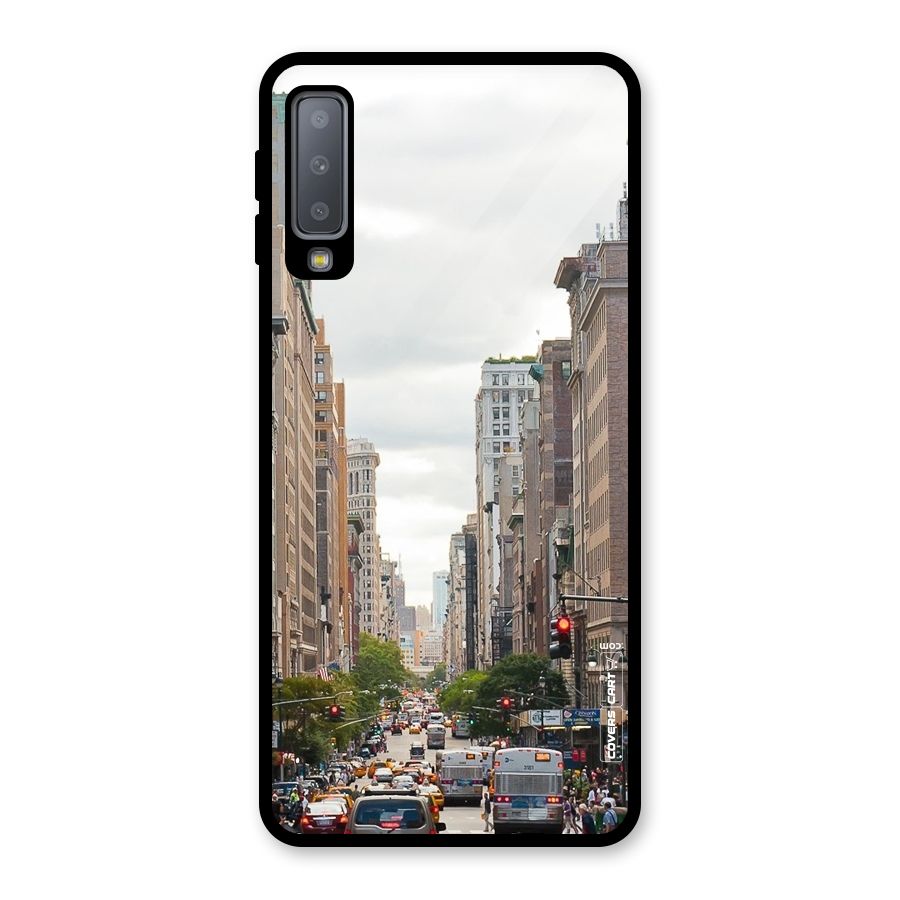 City Street View Glass Back Case for Galaxy A7 (2018)