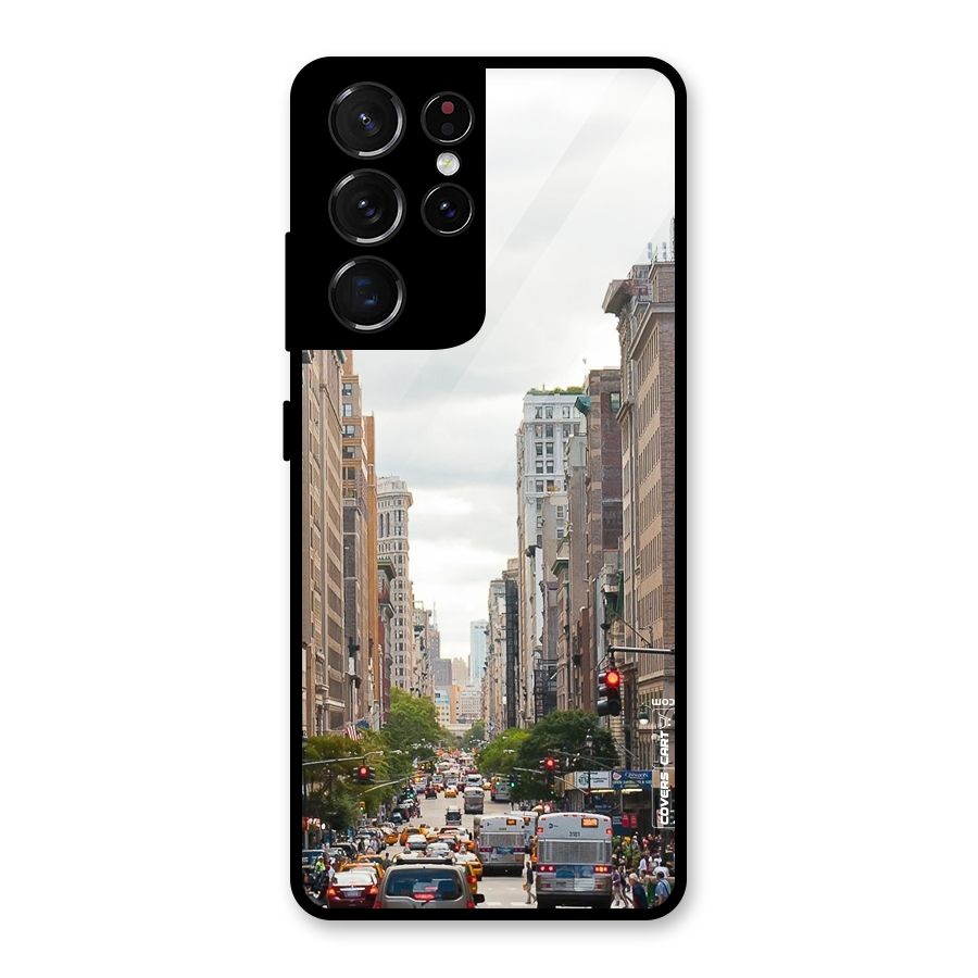 City Street View Glass Back Case for Galaxy S21 Ultra 5G