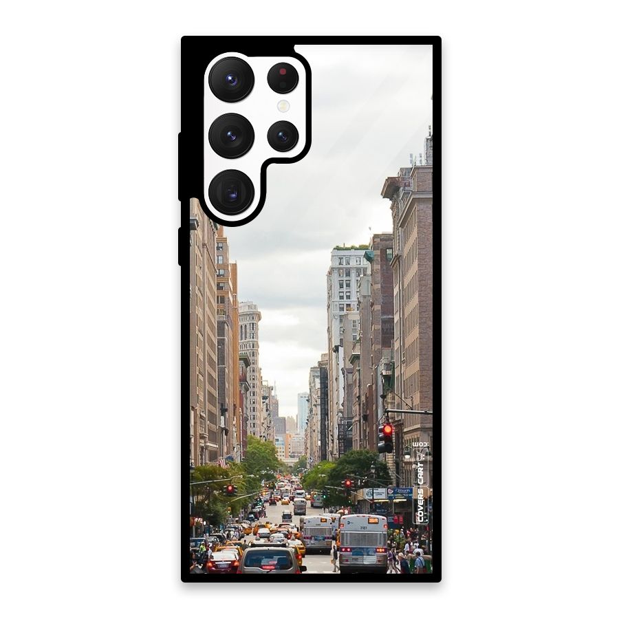 City Street View Glass Back Case for Galaxy S22 Ultra 5G