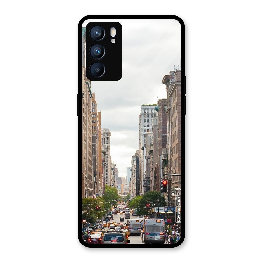 City Street View Glass Back Case for Oppo Reno6 5G