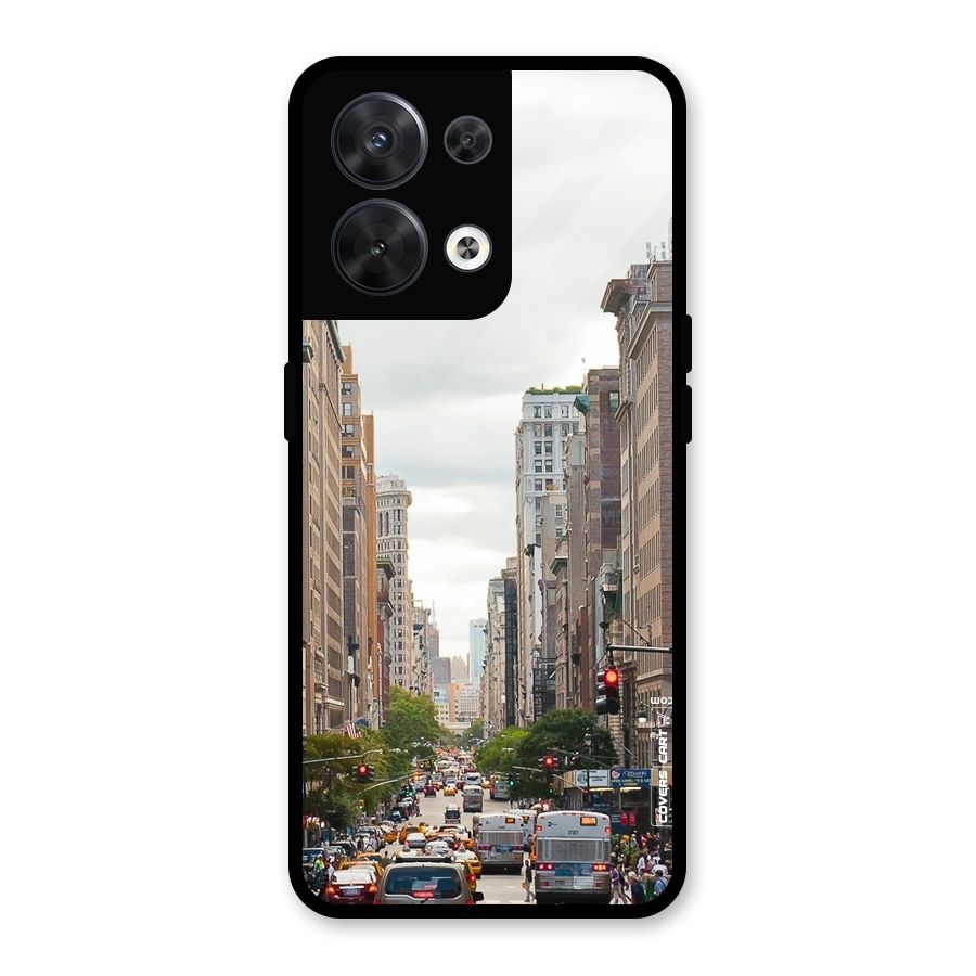 City Street View Glass Back Case for Oppo Reno8 5G