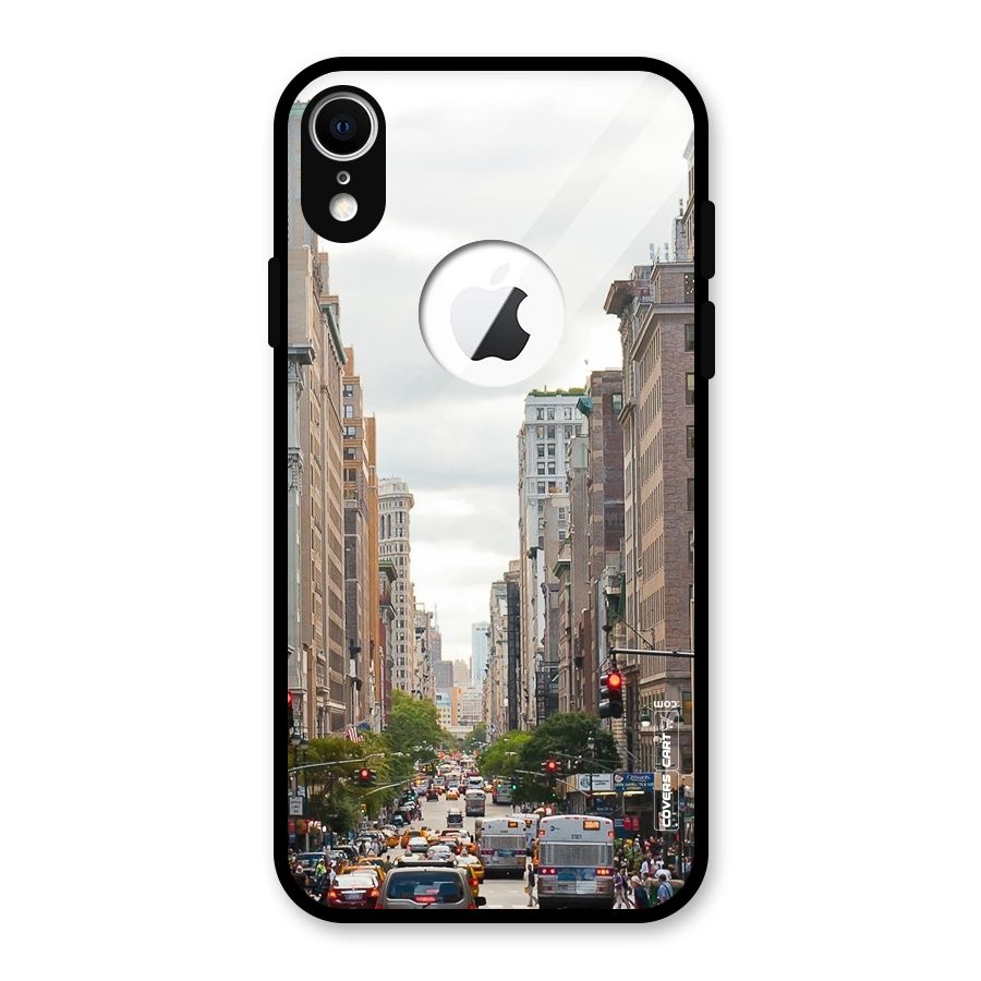 City Street View Glass Back Case for iPhone XR Logo Cut