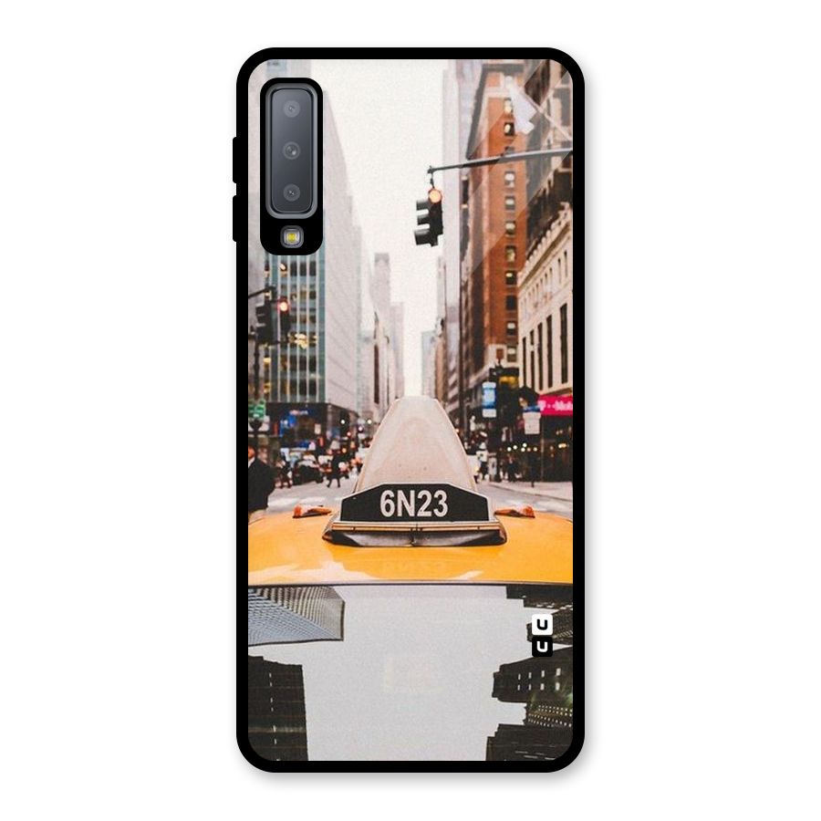 City Taxi Glass Back Case for Galaxy A7 (2018)