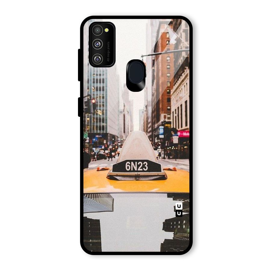 City Taxi Glass Back Case for Galaxy M30s