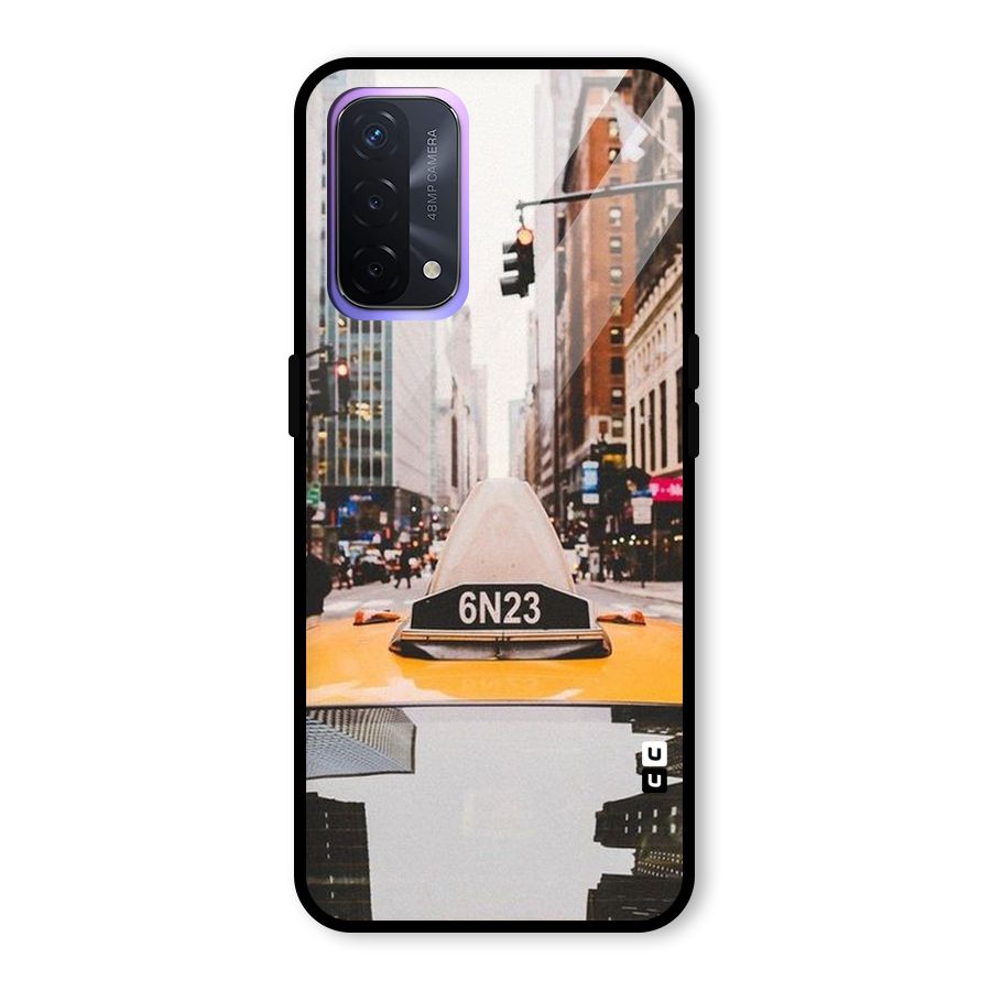 City Taxi Glass Back Case for Oppo A74 5G