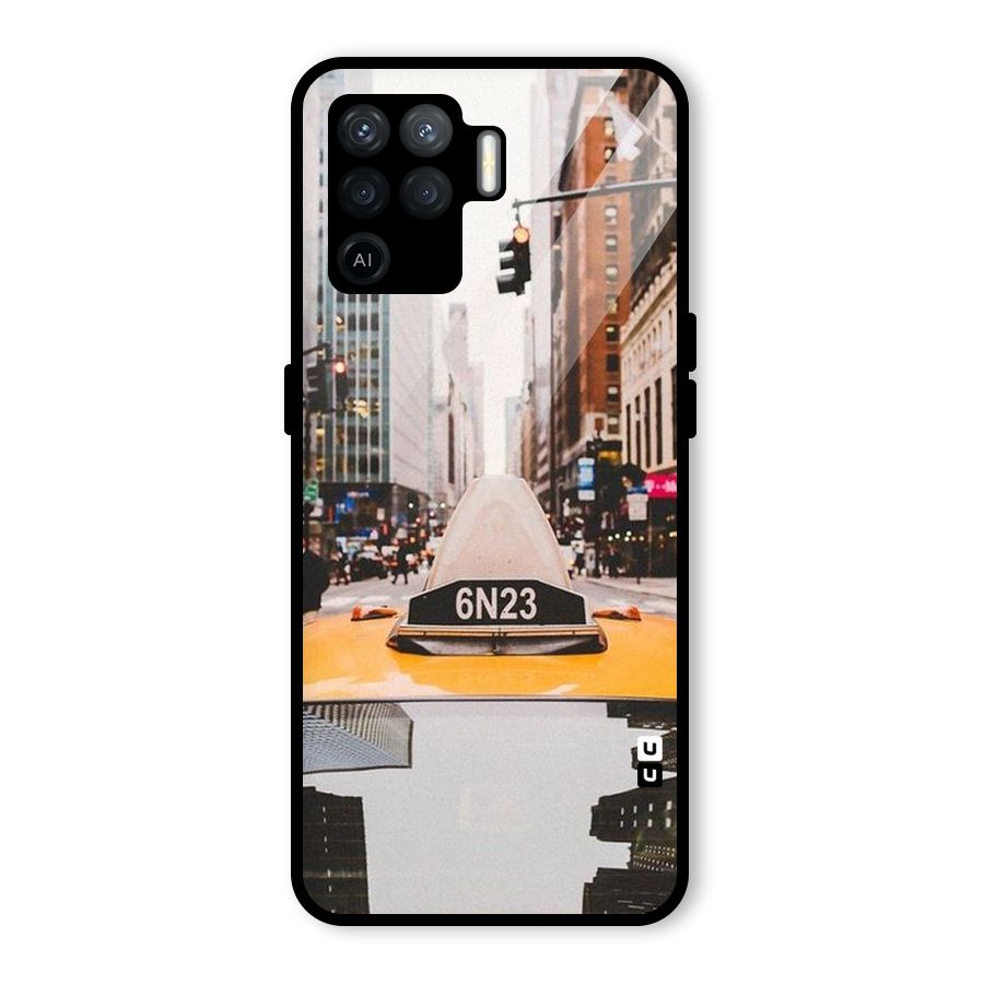 City Taxi Glass Back Case for Oppo F19 Pro