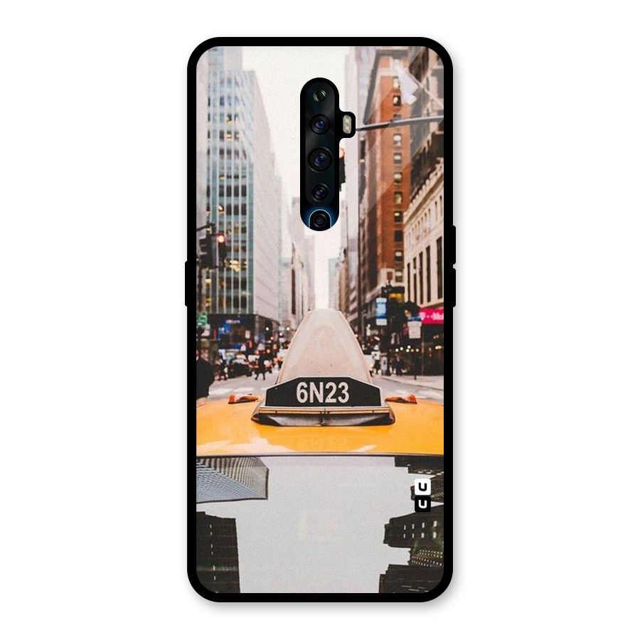 City Taxi Glass Back Case for Oppo Reno2 F