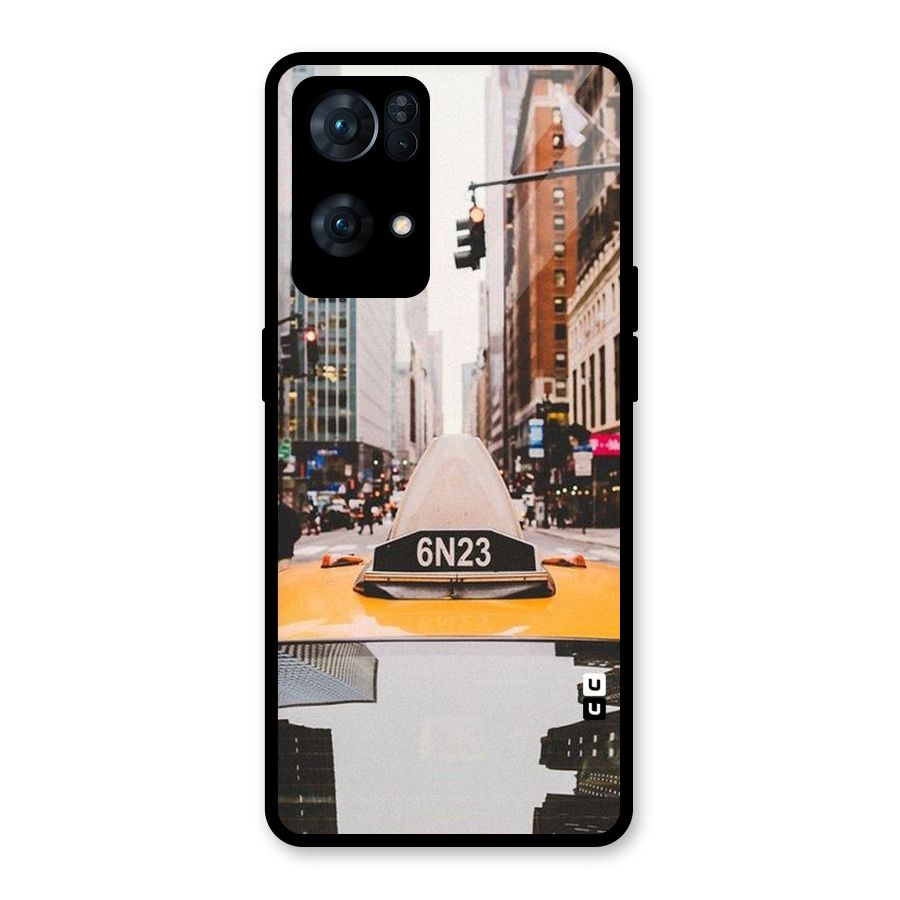 City Taxi Glass Back Case for Oppo Reno7 Pro 5G