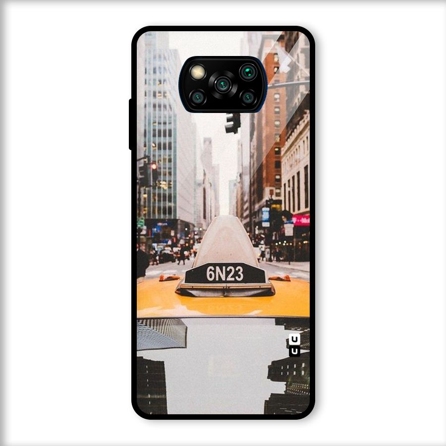 City Taxi Glass Back Case for Poco X3