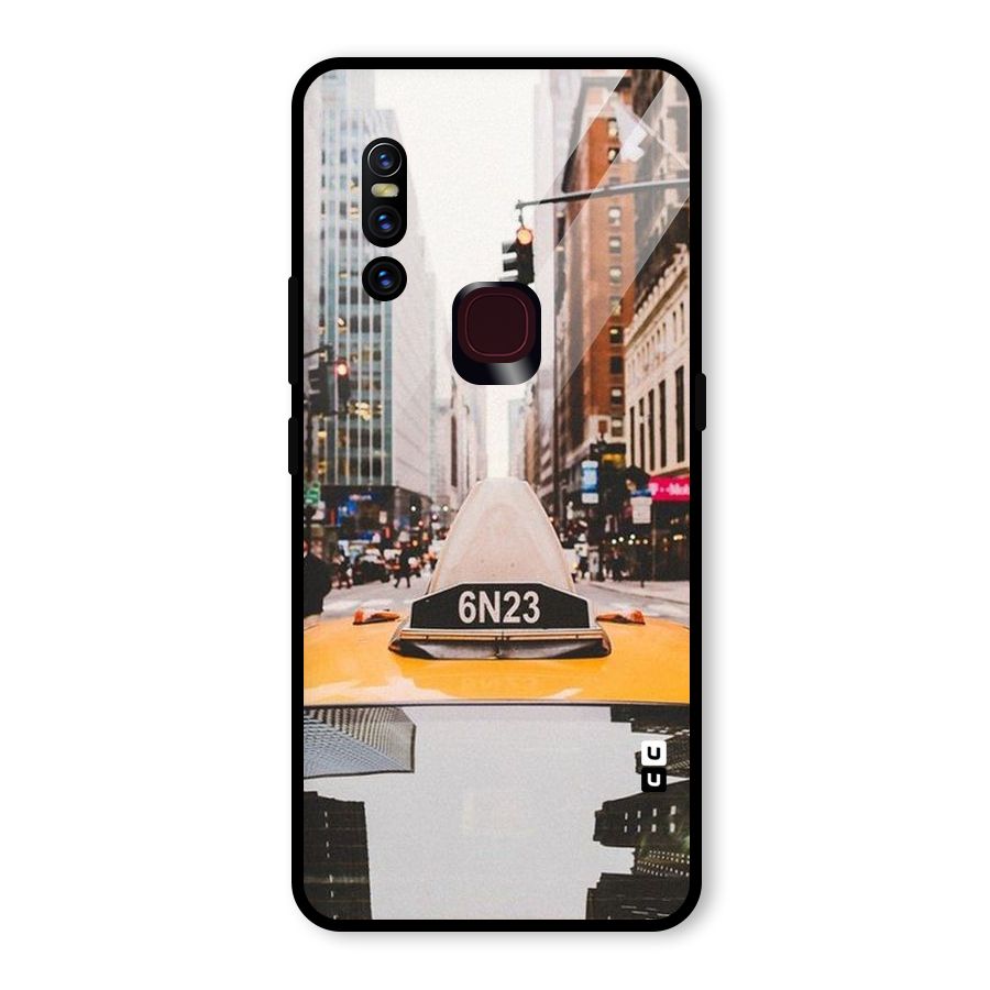 City Taxi Glass Back Case for Vivo V15