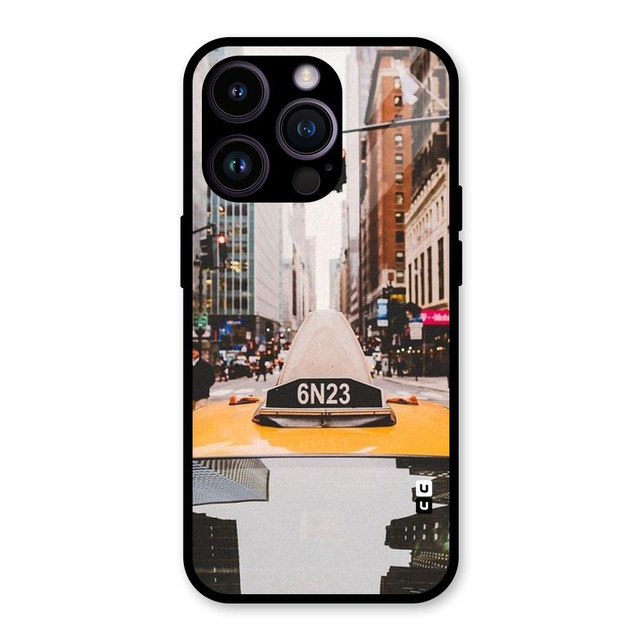 City Taxi Glass Back Case for iPhone 14 Pro