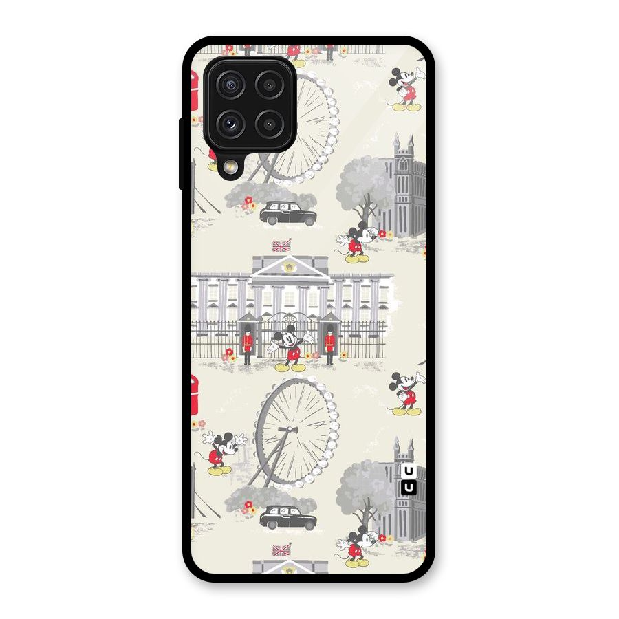 City Tour Pattern Glass Back Case for Galaxy A22 4G