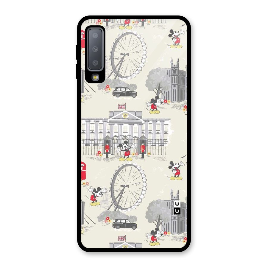 City Tour Pattern Glass Back Case for Galaxy A7 (2018)