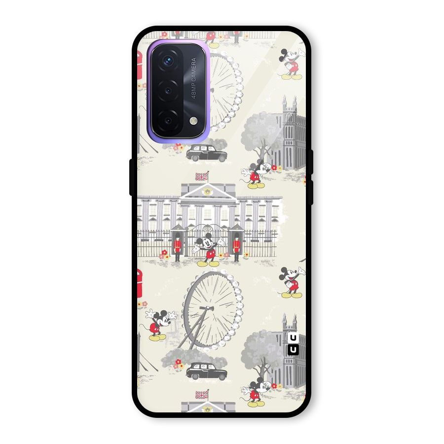 City Tour Pattern Glass Back Case for Oppo A74 5G