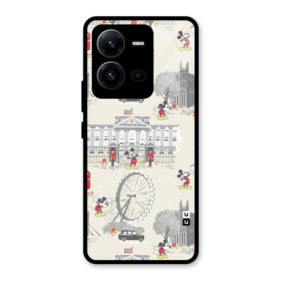 City Tour Pattern Glass Back Case for Vivo V25
