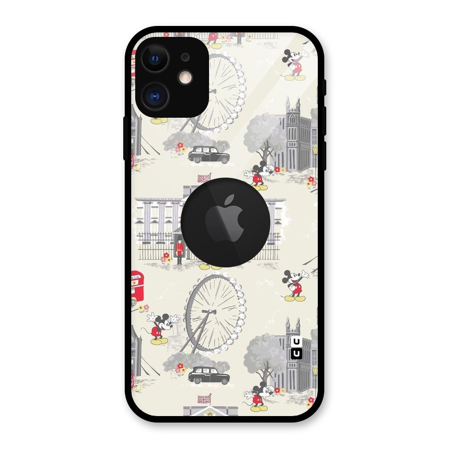 City Tour Pattern Glass Back Case for iPhone 11 Logo Cut