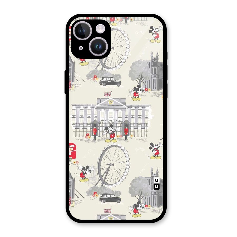City Tour Pattern Glass Back Case for iPhone 14 Plus