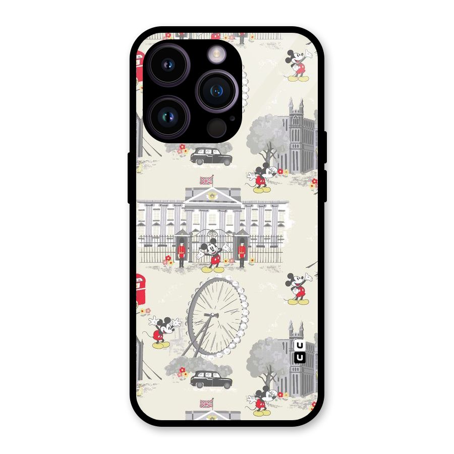City Tour Pattern Glass Back Case for iPhone 14 Pro