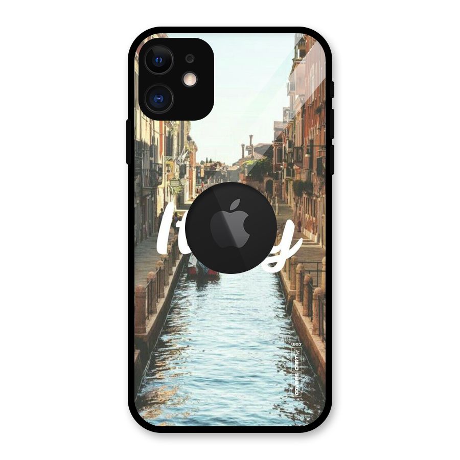 City Travel Glass Back Case for iPhone 11 Logo Cut