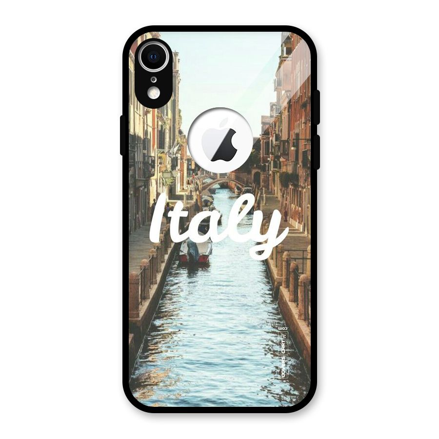 City Travel Glass Back Case for iPhone XR Logo Cut