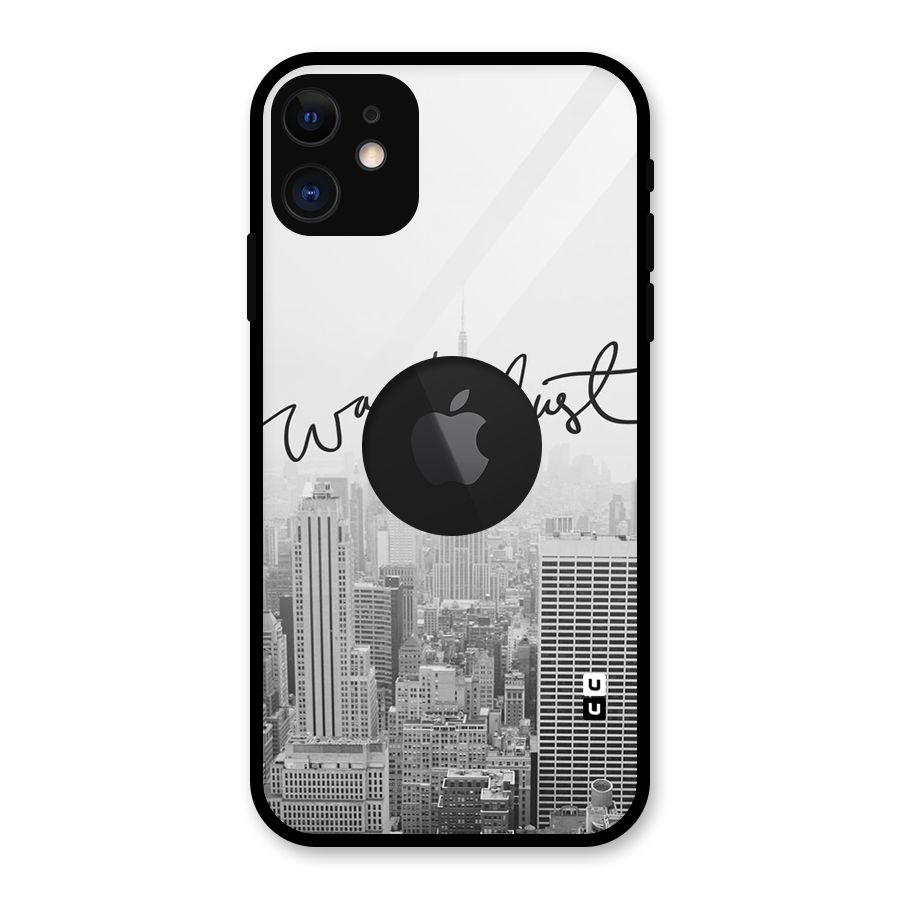 City Wanderlust Monochrome Glass Back Case for iPhone 11 Logo Cut