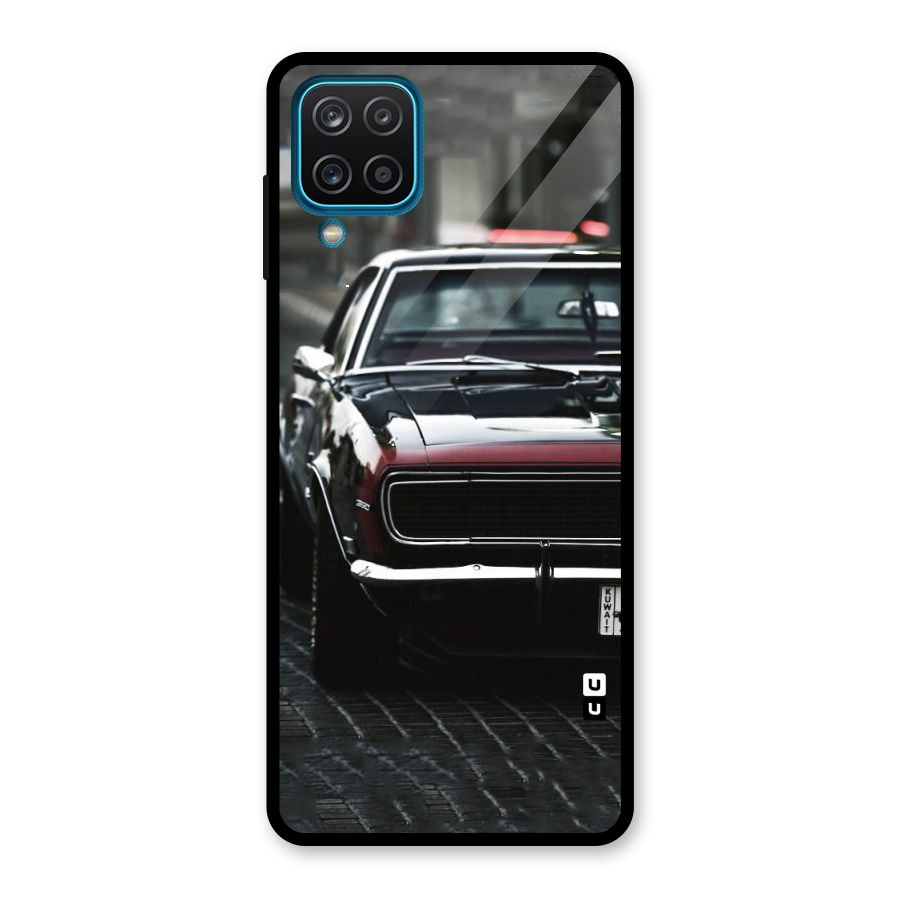 Class Vintage Car Glass Back Case for Galaxy A12