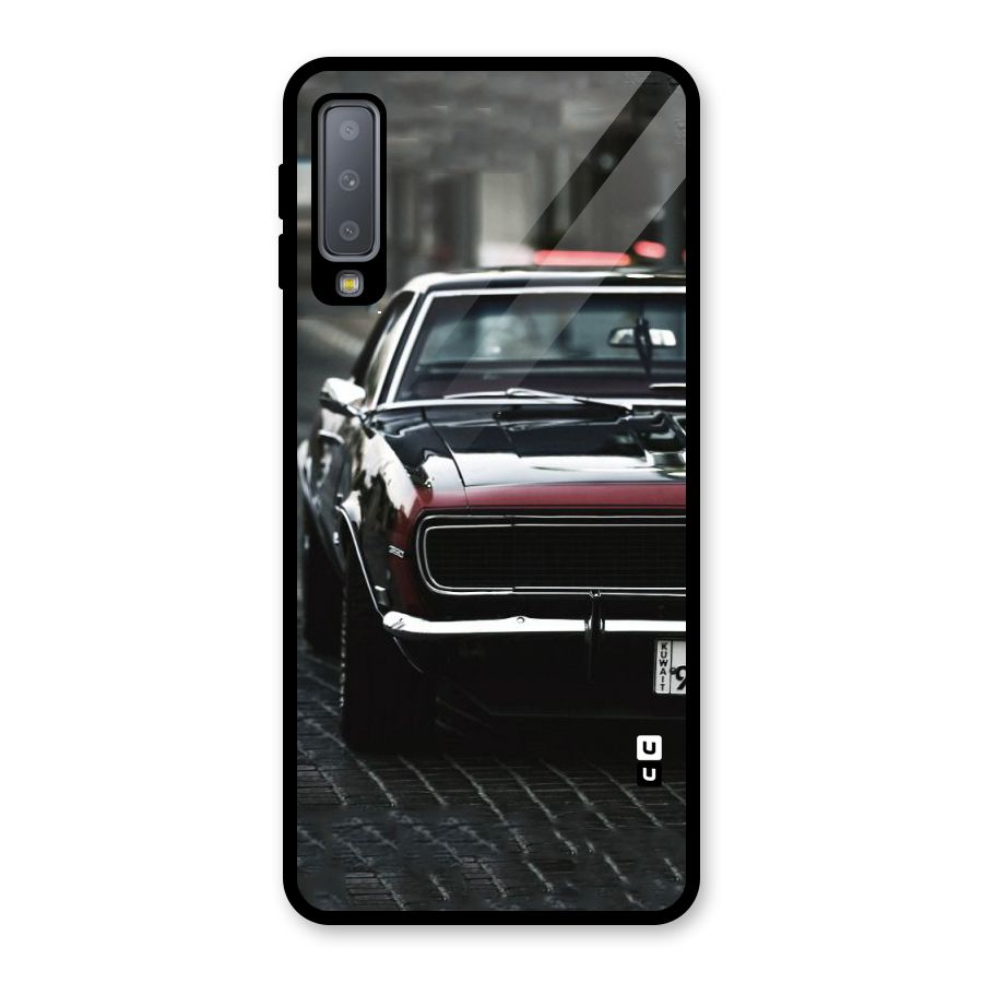 Class Vintage Car Glass Back Case for Galaxy A7 (2018)
