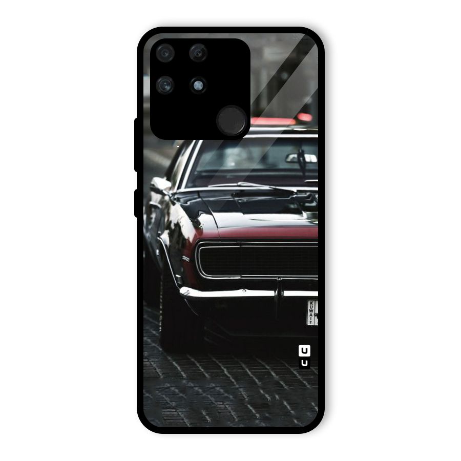 Class Vintage Car Glass Back Case for Realme Narzo 50A